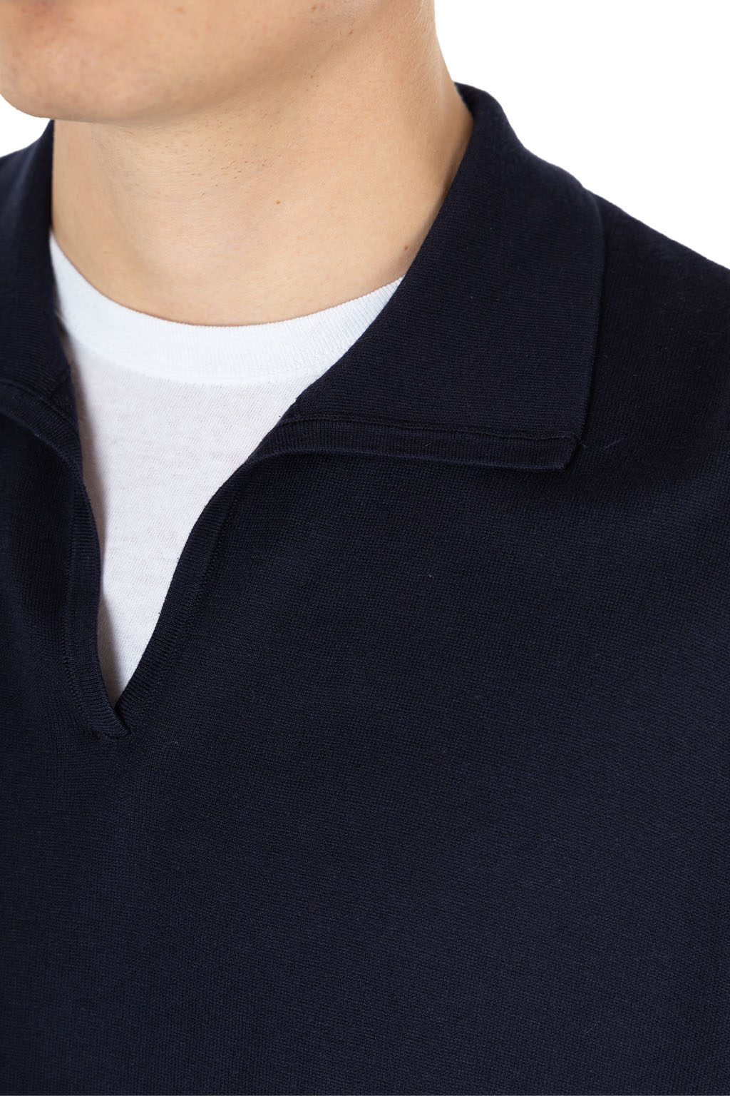 BISOWN - Silk Cotton Skipper Knit Pullover - Navy