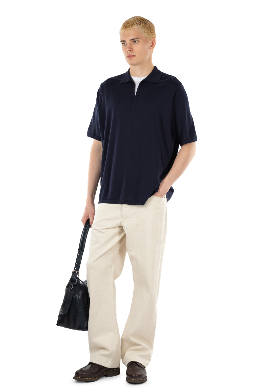 BISOWN - Silk Cotton Skipper Knit Pullover - Navy