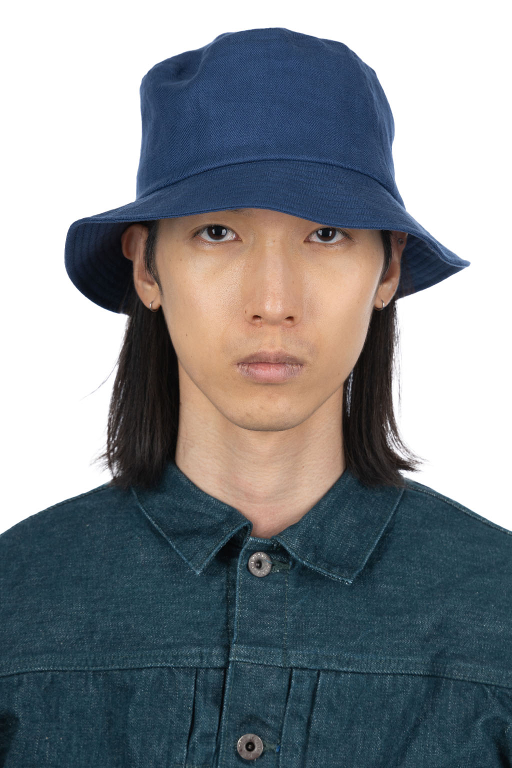 Cableami - Linen Herringbone Bucket Hat - Indigo