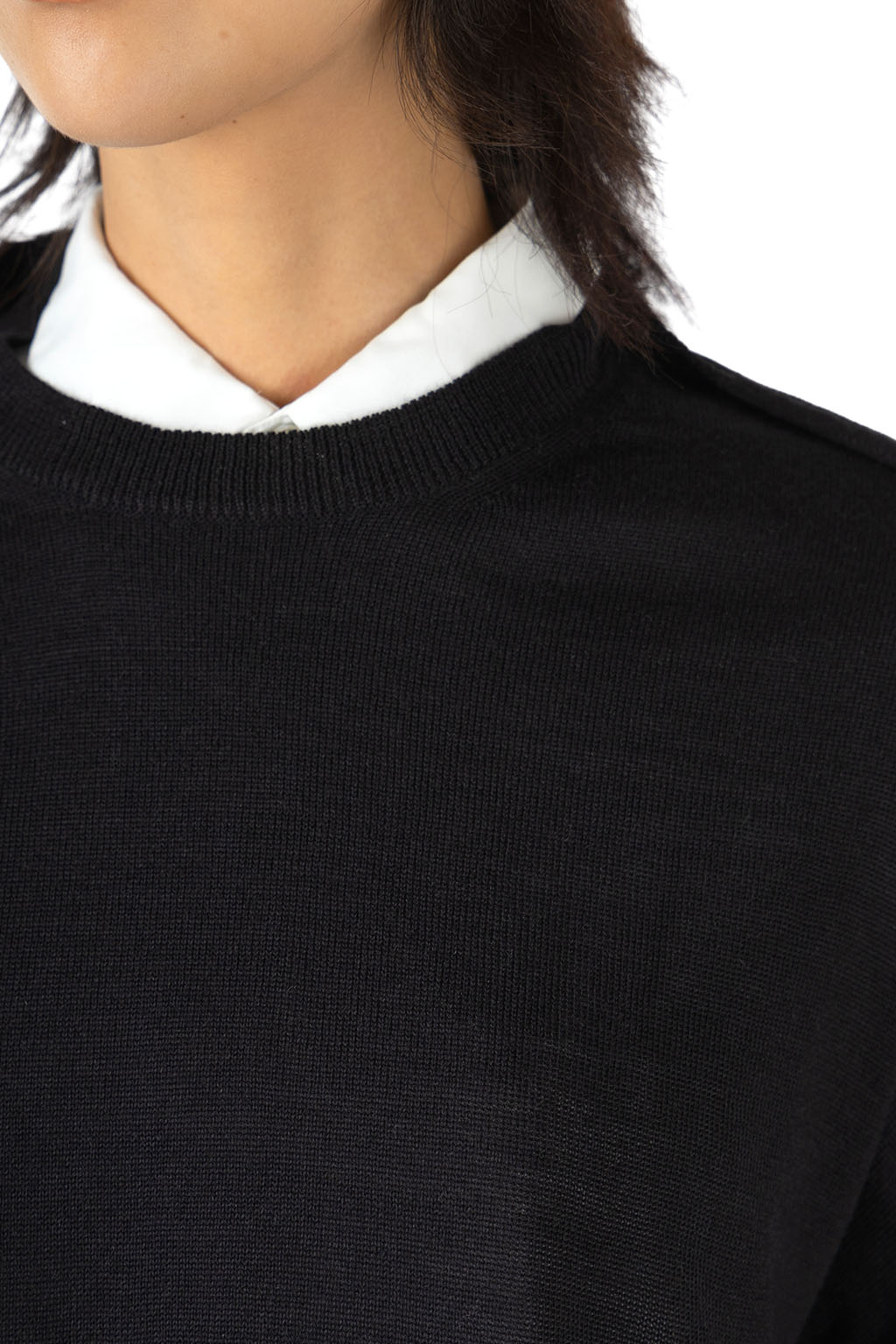 Comme Des Garcons Comme Des Garcons  - Crew Neck Acrylic Wool Jersey Sweater - Black
