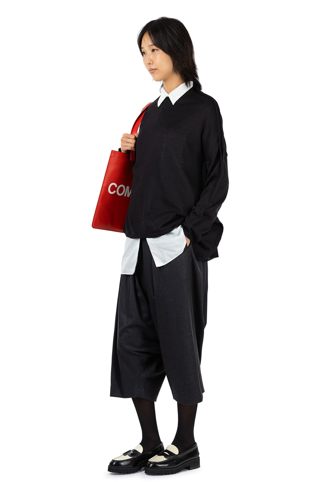 Comme Des Garcons Comme Des Garcons  - Crew Neck Acrylic Wool Jersey Sweater - Black