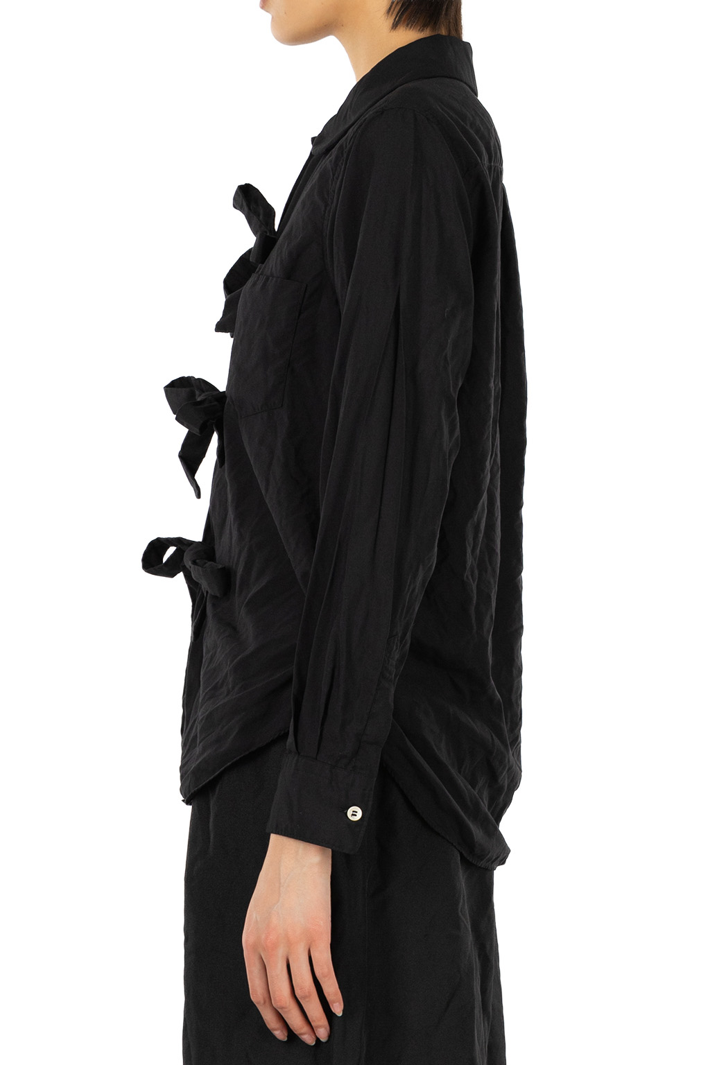 Comme Des Garcons Comme Des Garcons  - Round Collar Front Tie Shirt- Black