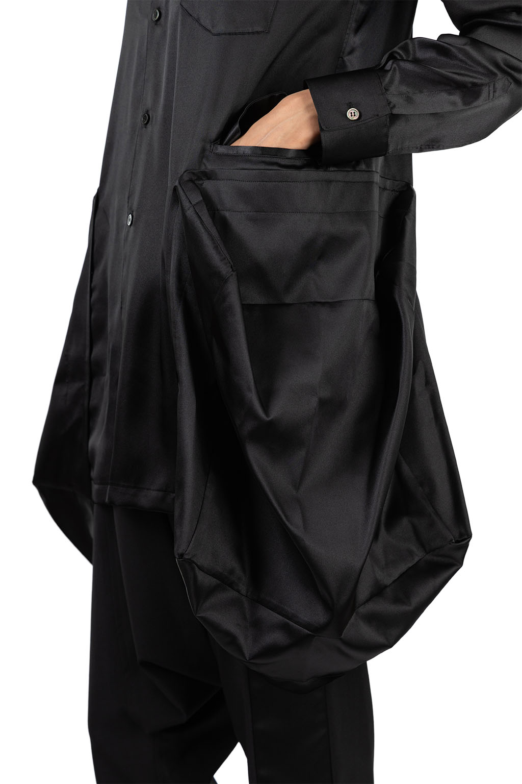 Comme Des Garcons Comme Des Garcons  - Satin Long Shirt - Black
