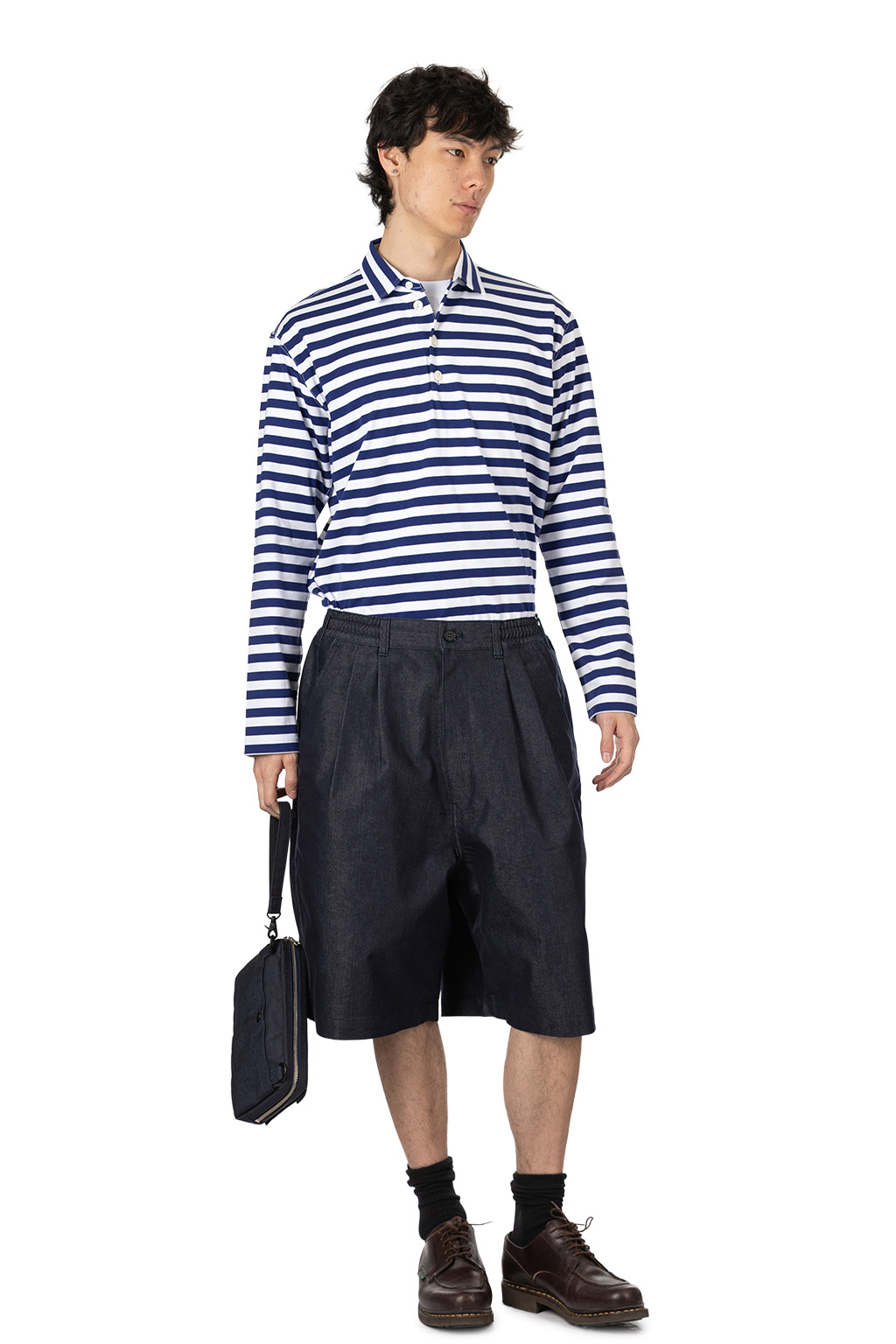 Comme Des Garcons Homme - Cotton Denim Shorts - Navy White