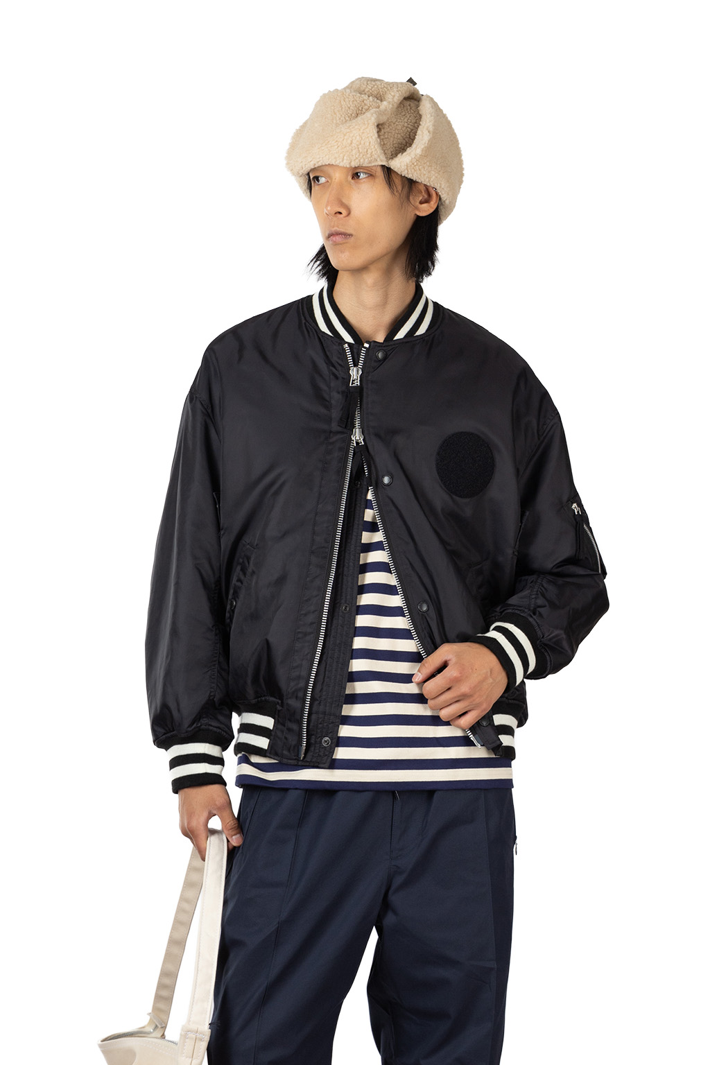 Comme Des Garcons Homme - Nylon Twill Varsity Jacket - Black