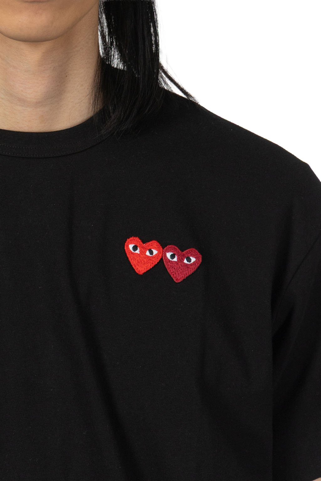 Comme Des Garcons Play - Men's Double Heart T-Shirt - Black