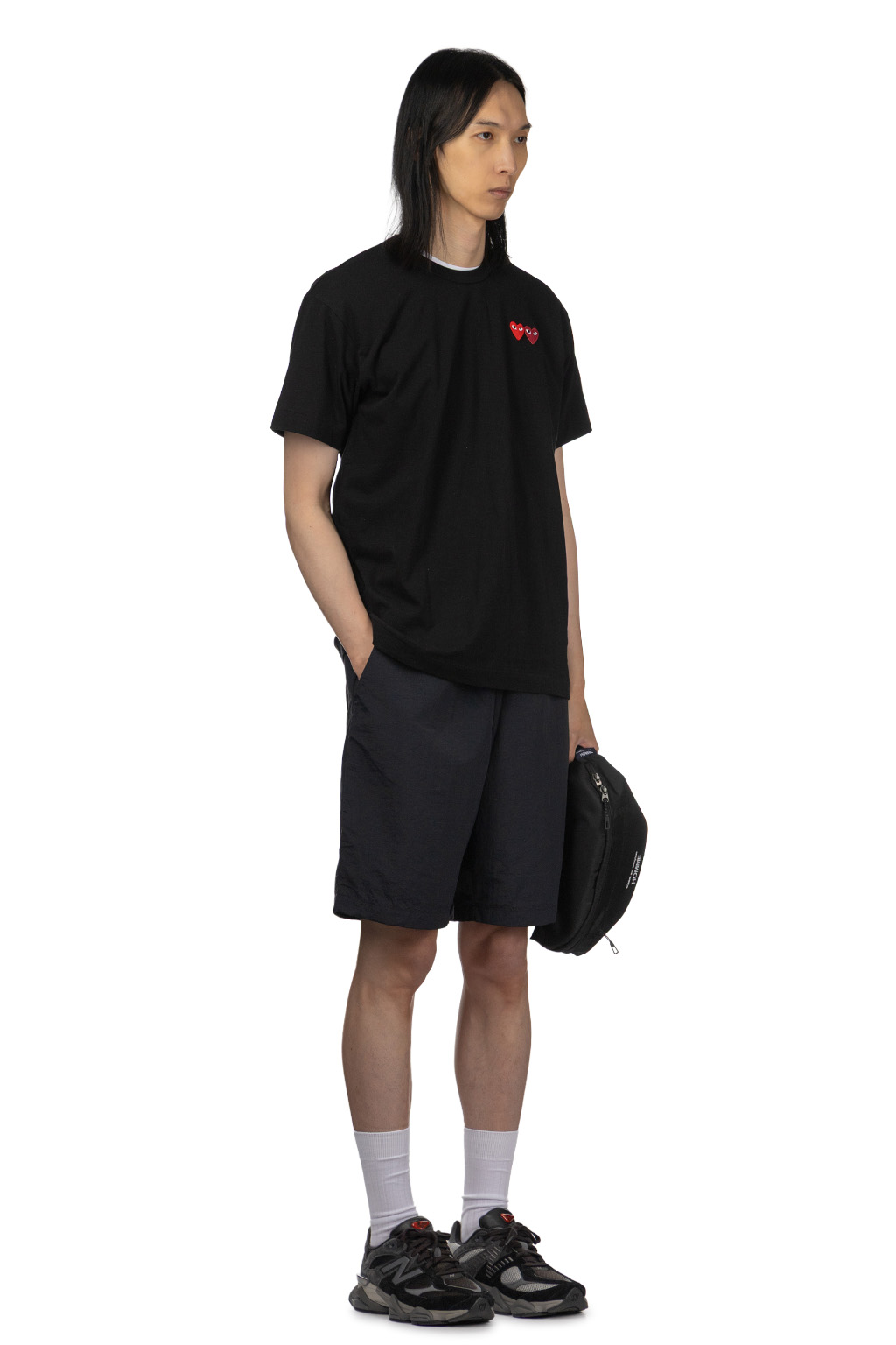 Comme Des Garcons Play - Men's Double Heart T-Shirt - Black