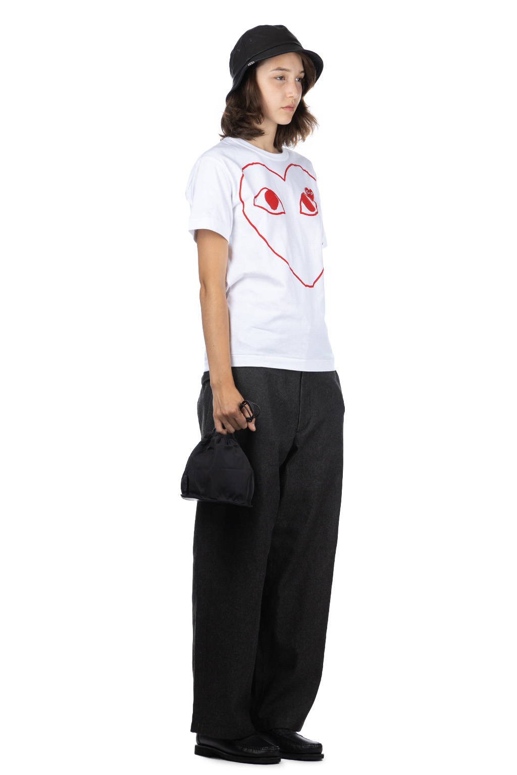 Comme Des Garcons Play - Men's Red Heart T-Shirt - White