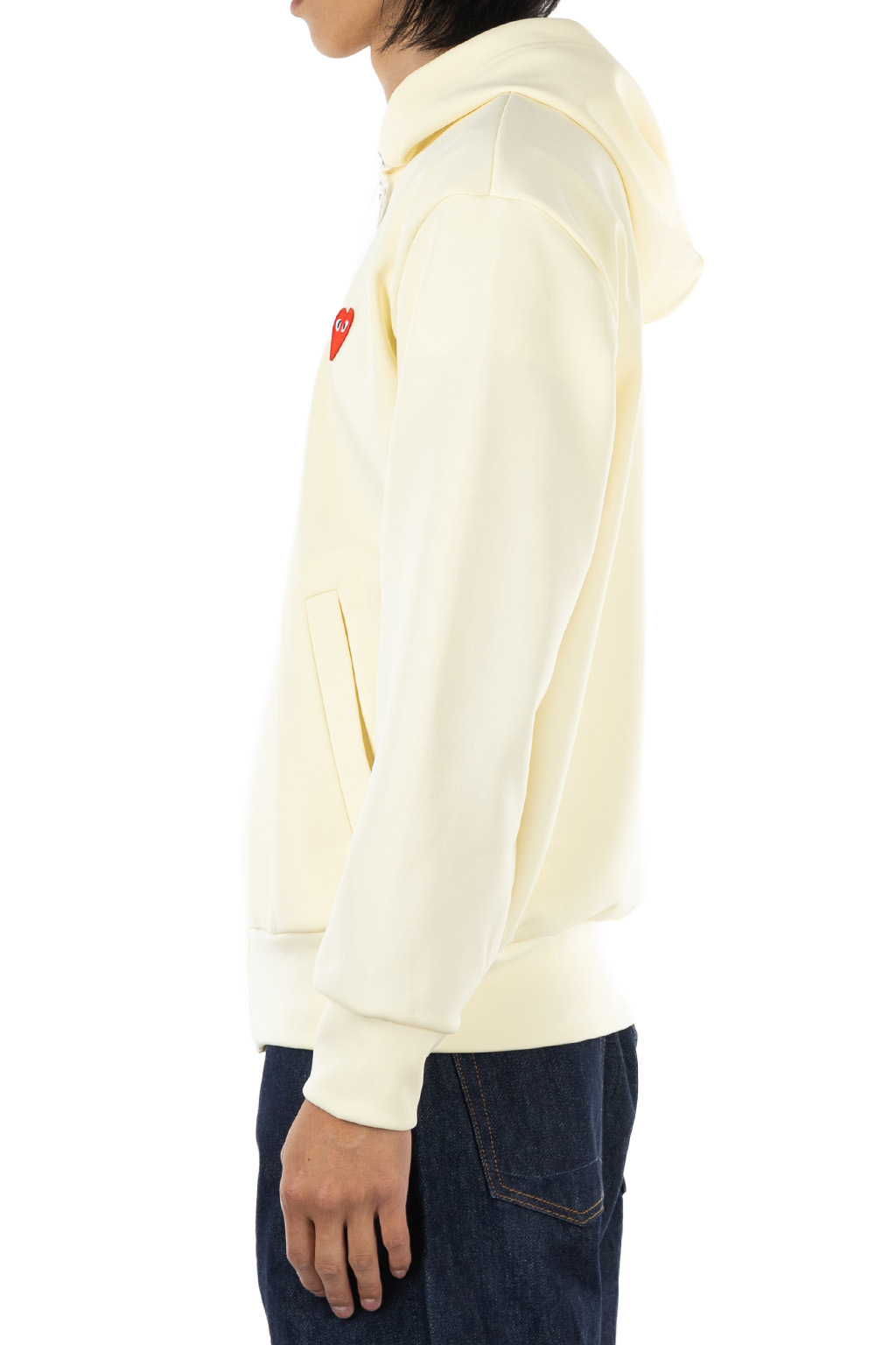 Comme Des Garcons Play - Unisex's Red Heart Zip Hoodie - Ivory