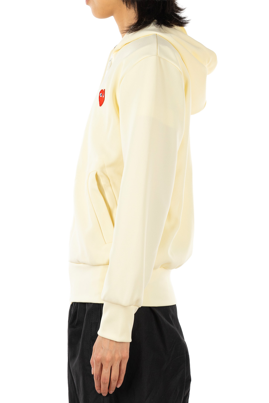 Comme Des Garcons Play - Unisex's Red Heart Zip Hoodie - Ivory