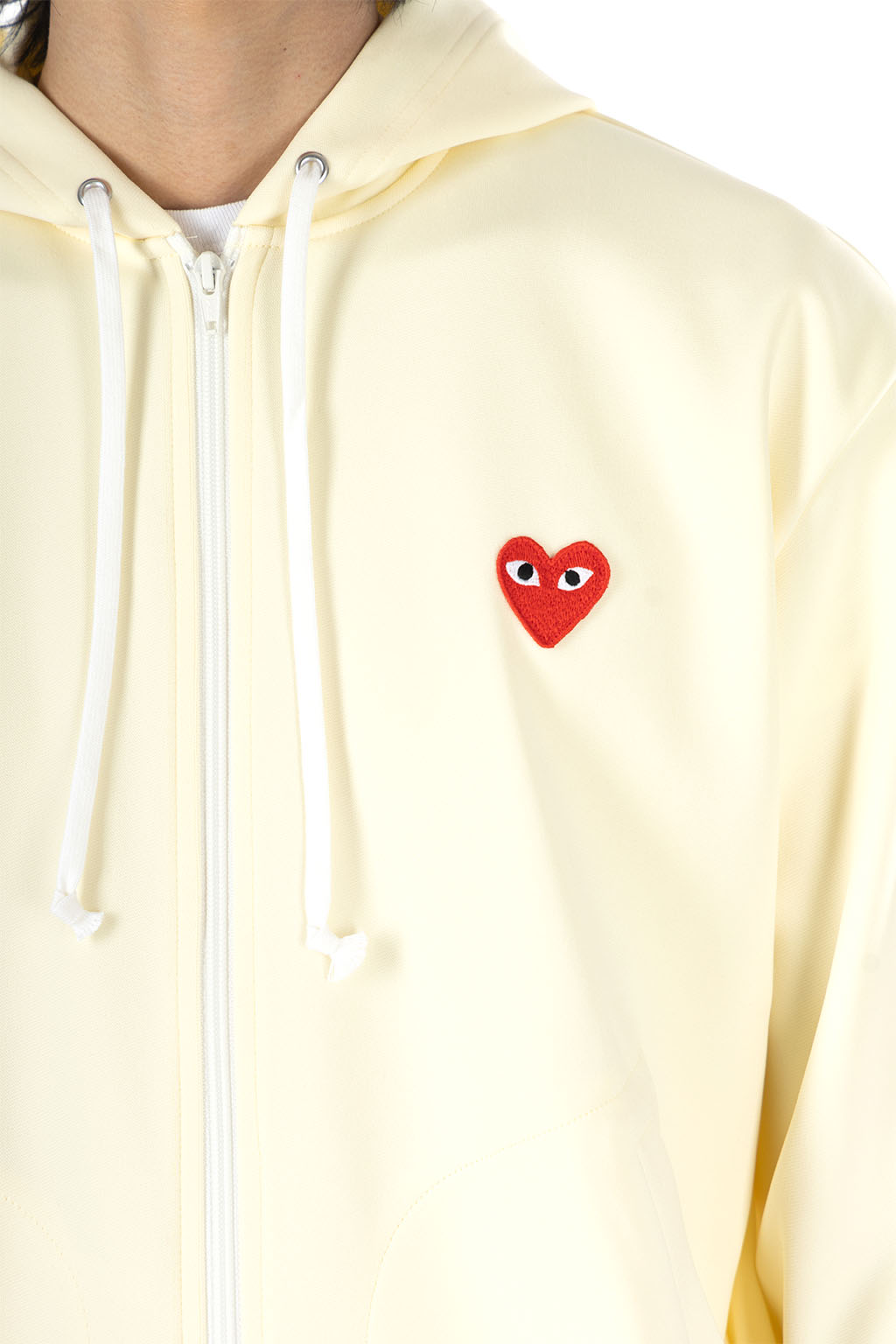 Comme Des Garcons Play - Unisex's Red Heart Zip Hoodie - Ivory