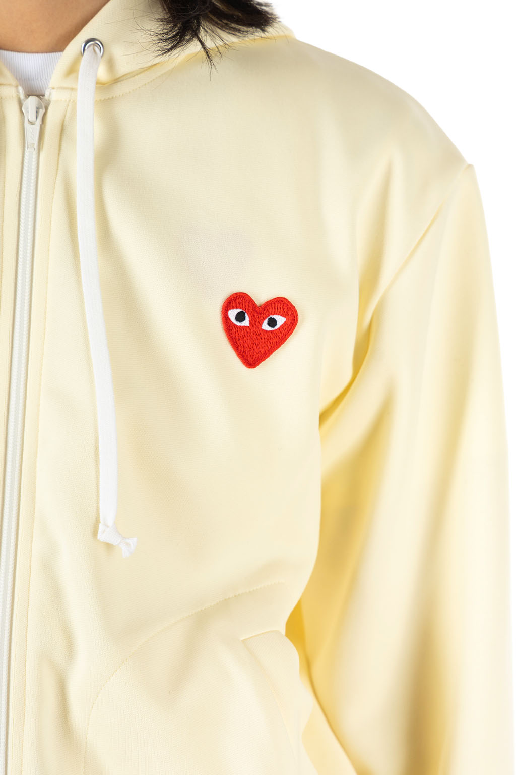Comme Des Garcons Play - Unisex's Red Heart Zip Hoodie - Ivory