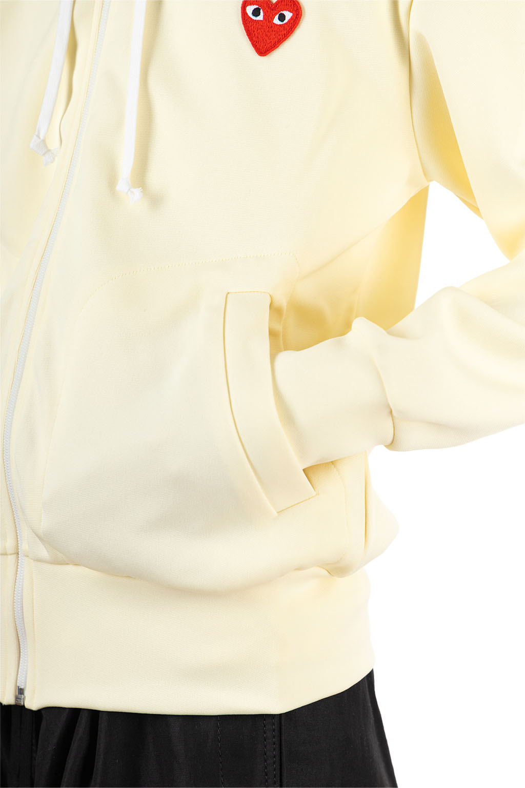 Comme Des Garcons Play - Unisex's Red Heart Zip Hoodie - Ivory