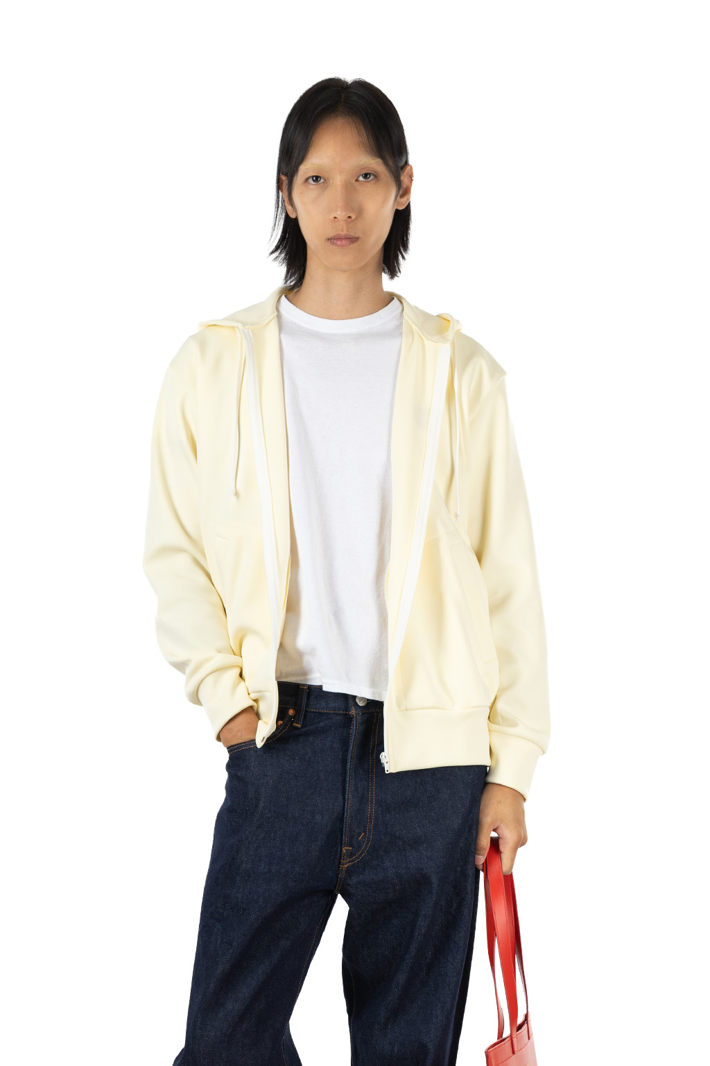 Comme Des Garcons Play - Unisex's Red Heart Zip Hoodie - Ivory