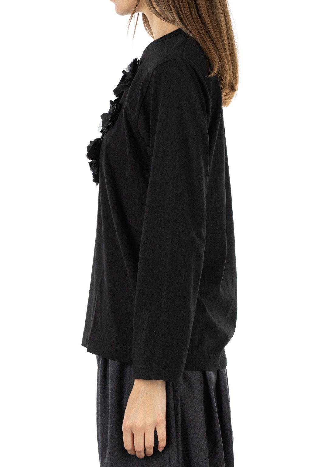 Comme Des Garcons TAO - Cotton Jersey Embroidery T-Shirt - Black x Black
