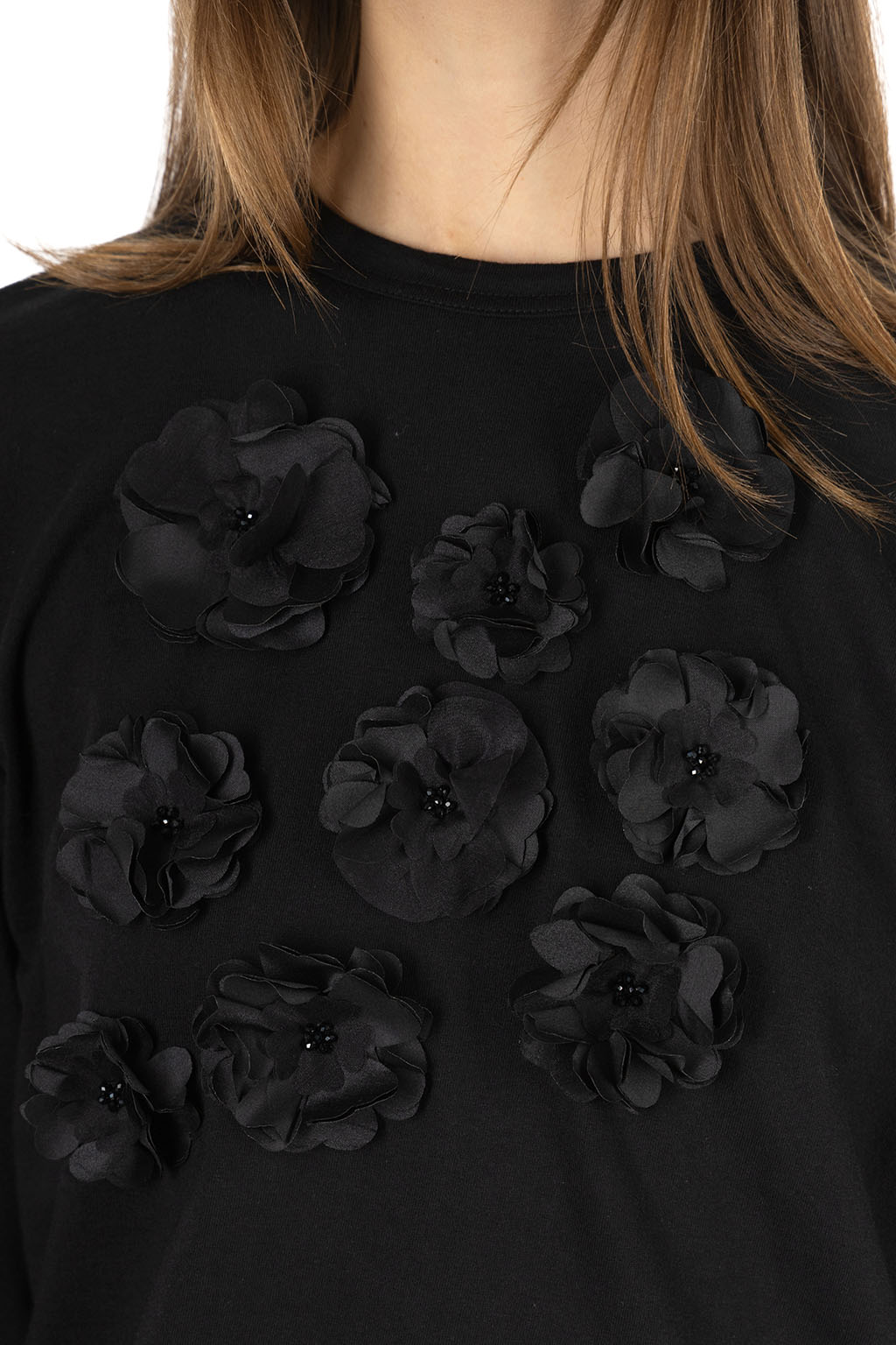 Comme Des Garcons TAO - Cotton Jersey Embroidery T-Shirt - Black x Black