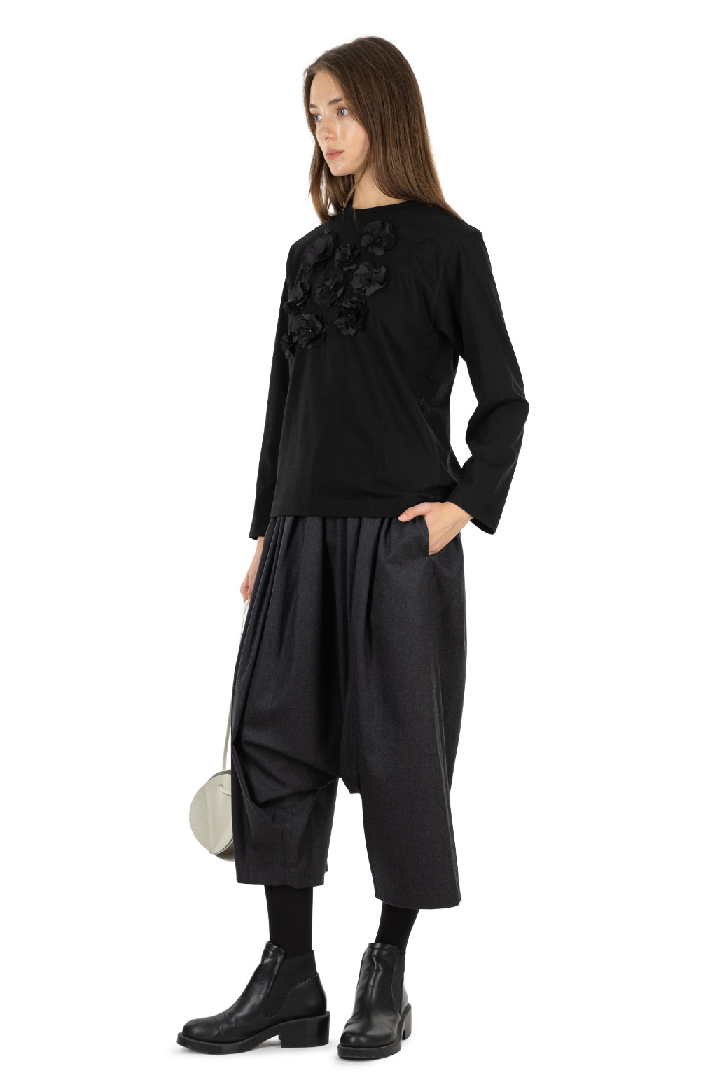 Comme Des Garcons TAO - Cotton Jersey Embroidery T-Shirt - Black x Black