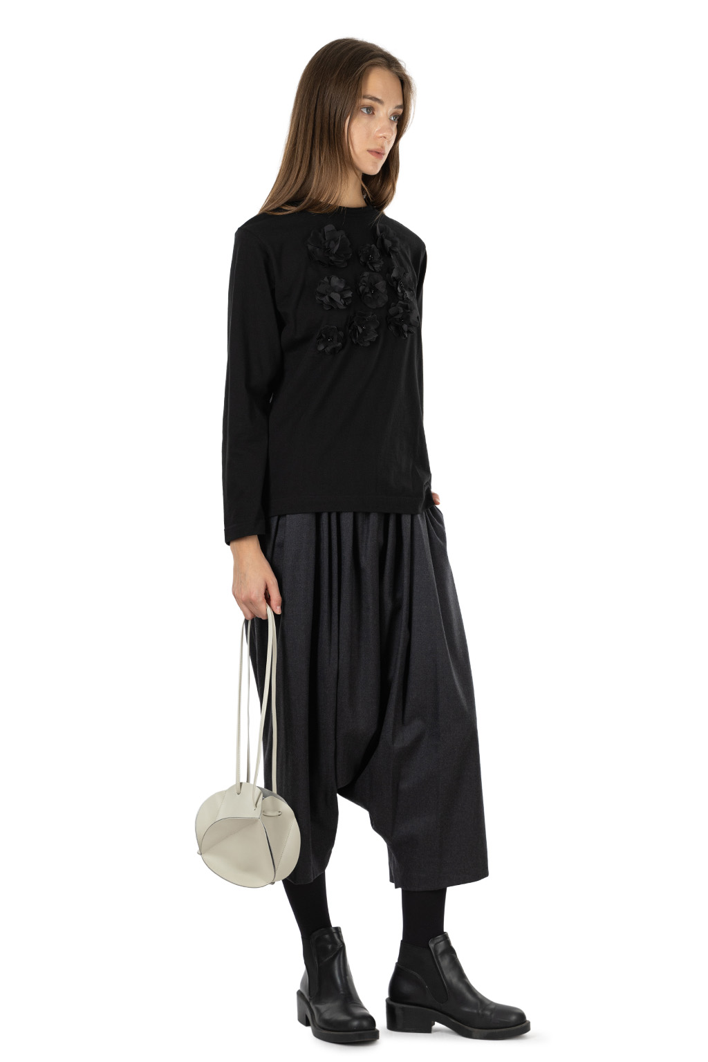 Comme Des Garcons TAO - Cotton Jersey Embroidery T-Shirt - Black x Black