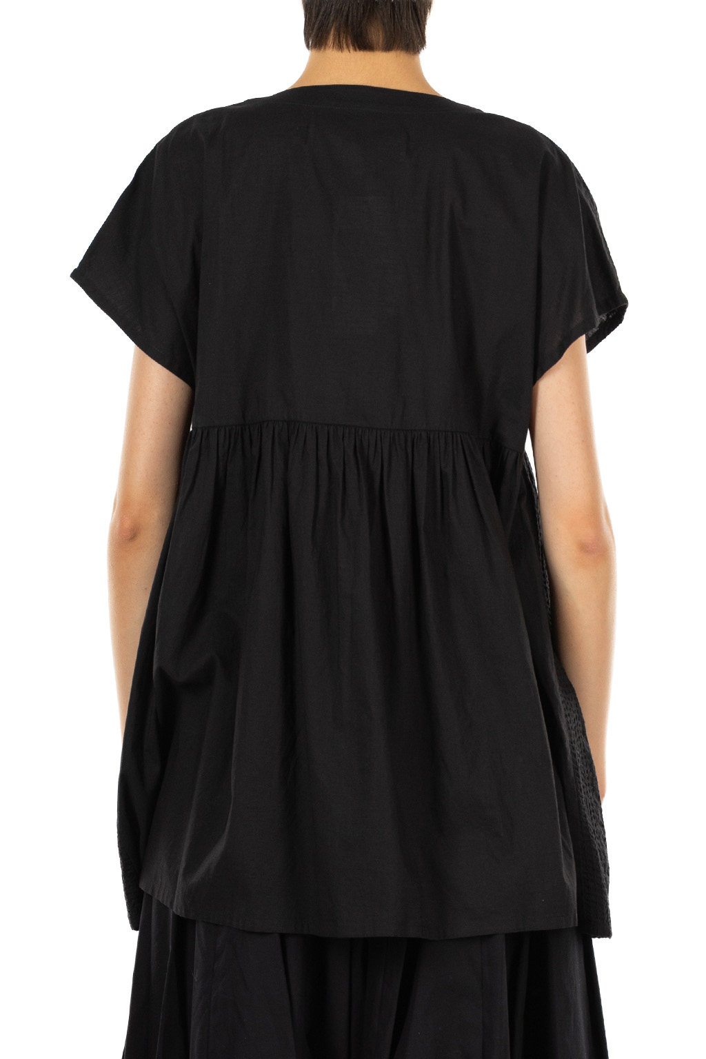 Comme Des Garcons TAO - V-Neck Tunic Blouse - Black x Black