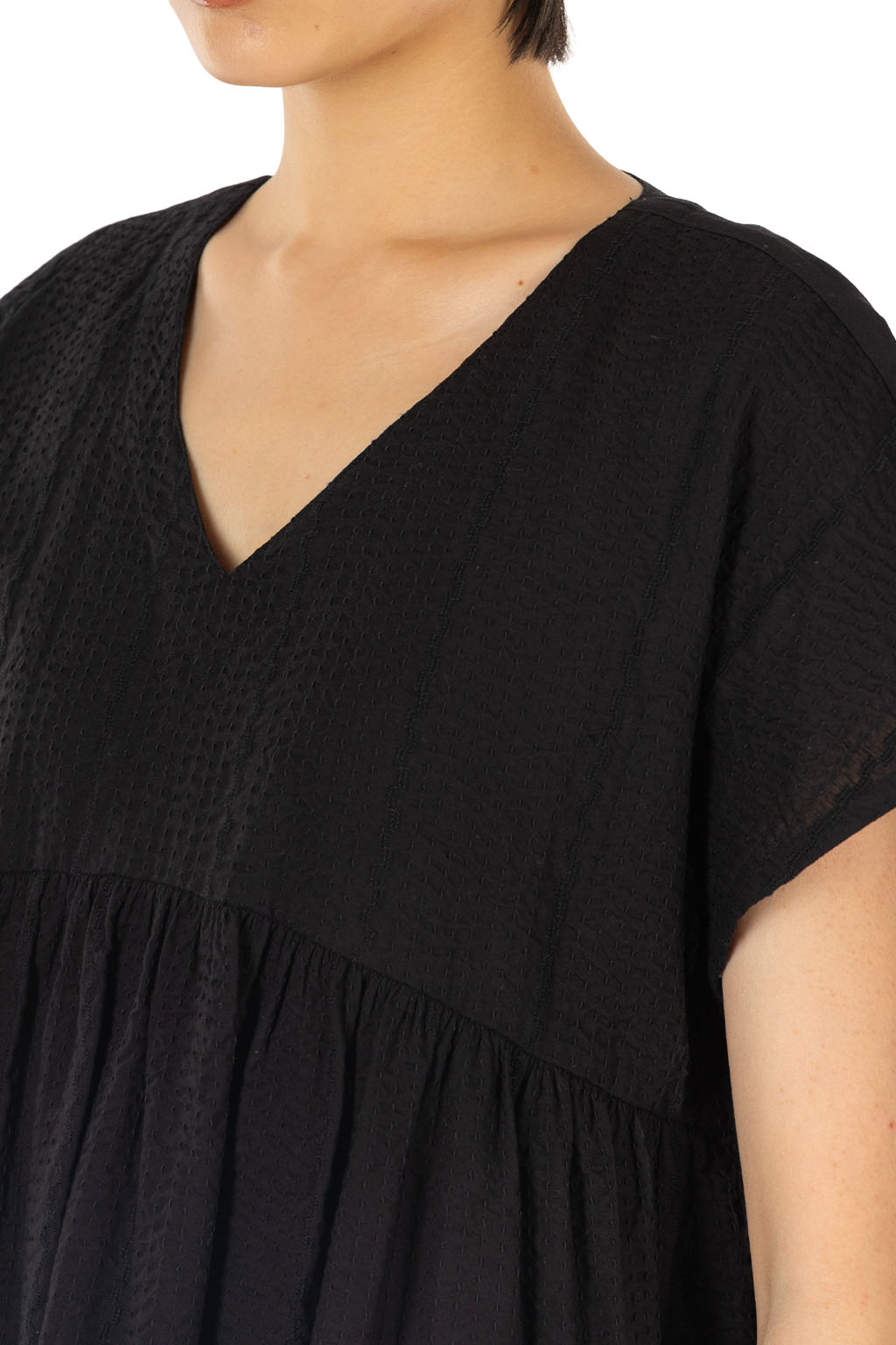 Comme Des Garcons TAO - V-Neck Tunic Blouse - Black x Black