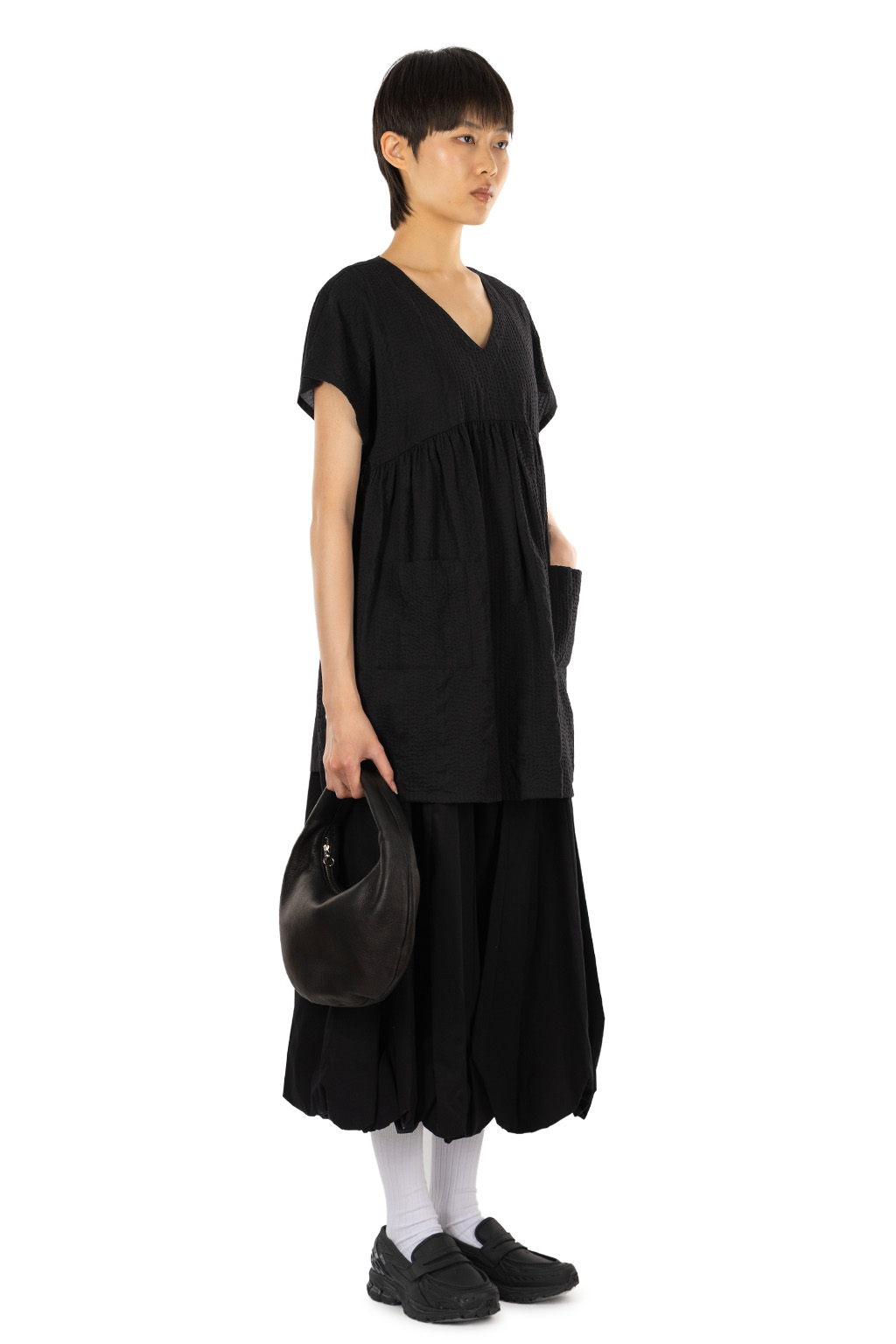 Comme Des Garcons TAO - V-Neck Tunic Blouse - Black x Black