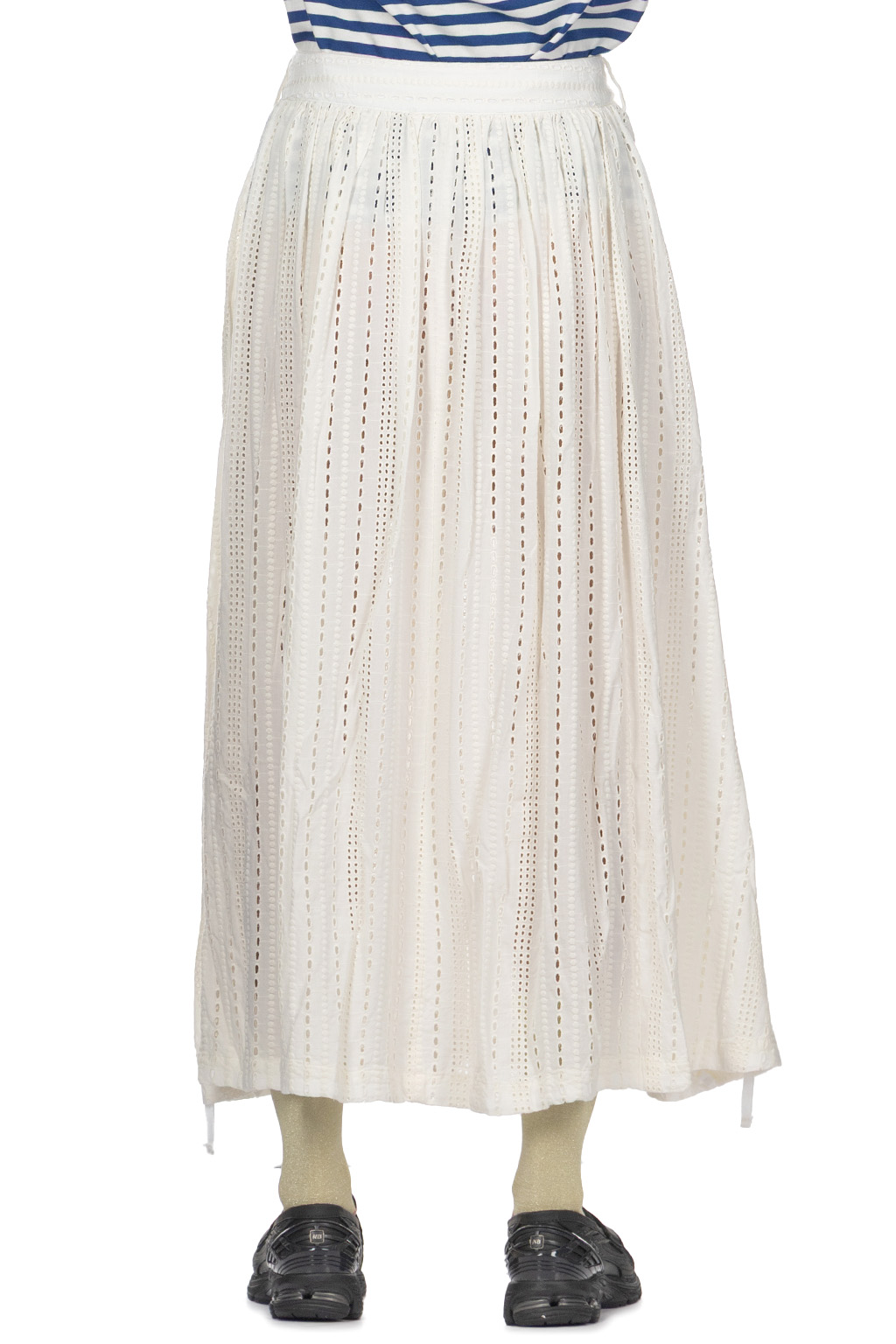 Engineered Garments - Gather Skirt - White Rayon Embroidery Eyelet