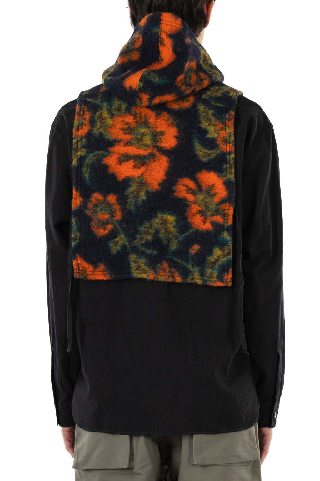 Engineered Garments - Hooded Interliner - Navy Orange Floral Knit Jacquard