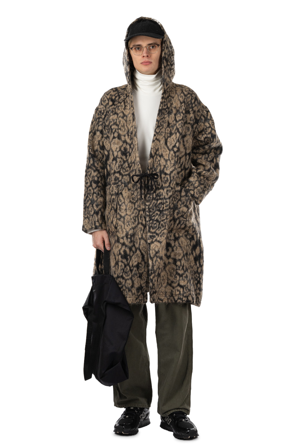 Engineered Garments - Knit Robe - Brown Wool Poly Leopard Jacquard
