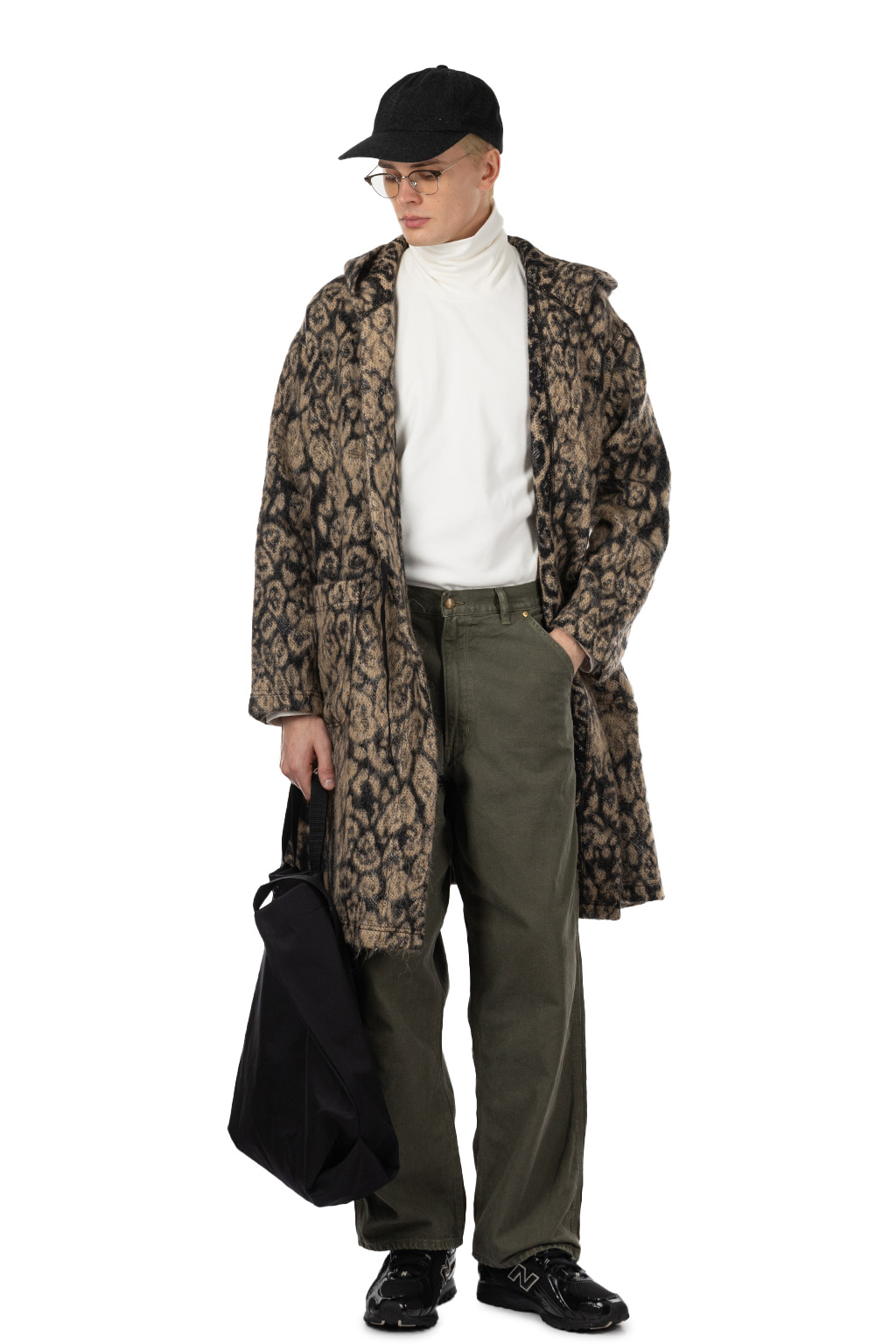 Engineered Garments - Knit Robe - Brown Wool Poly Leopard Jacquard