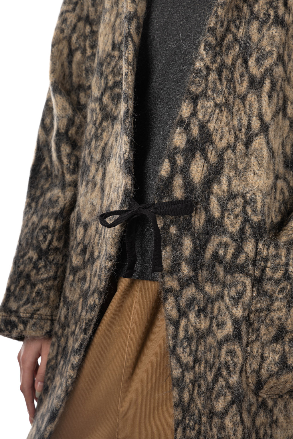 Engineered Garments - Knit Robe - Brown Wool Poly Leopard Jacquard