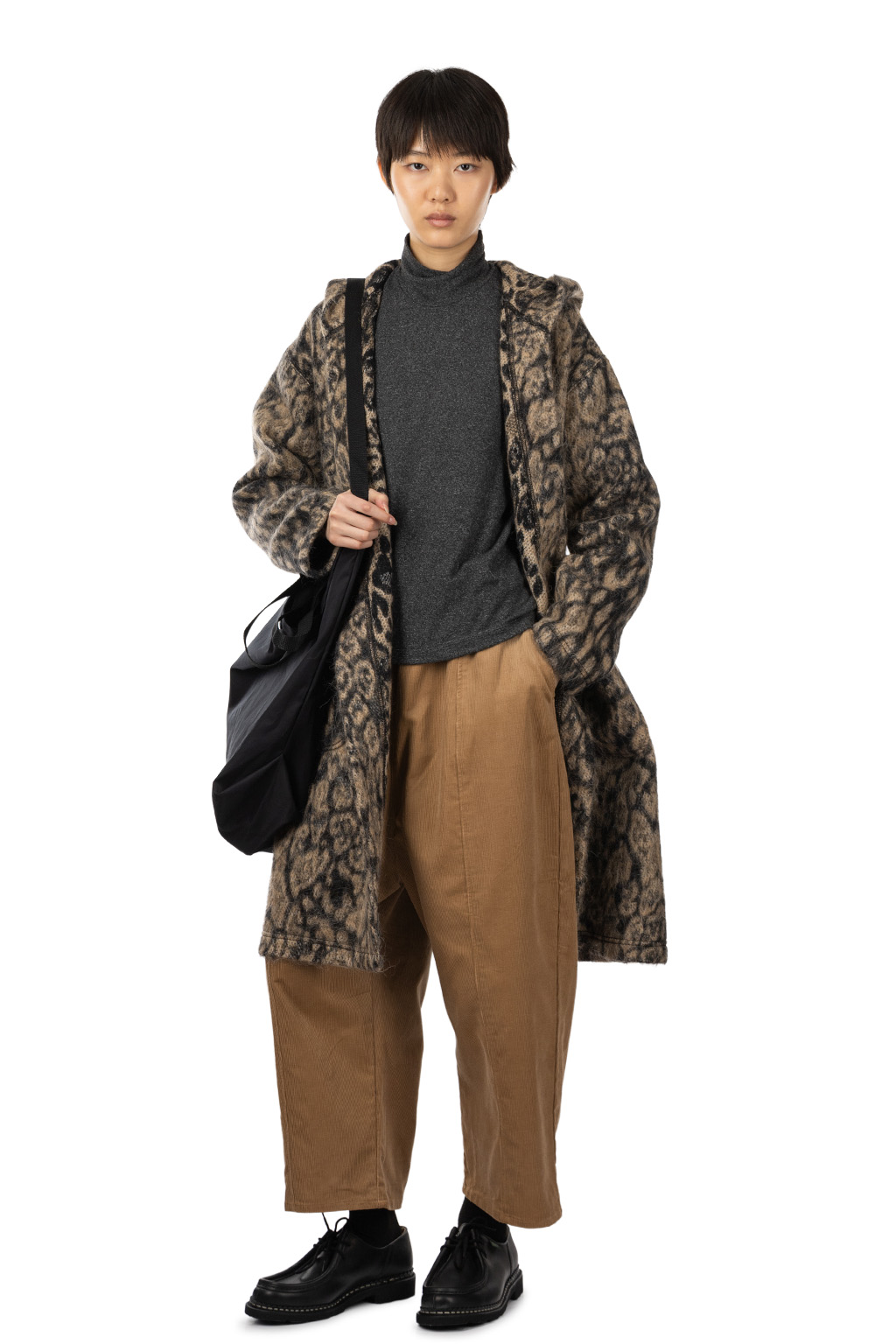 Engineered Garments - Knit Robe - Brown Wool Poly Leopard Jacquard