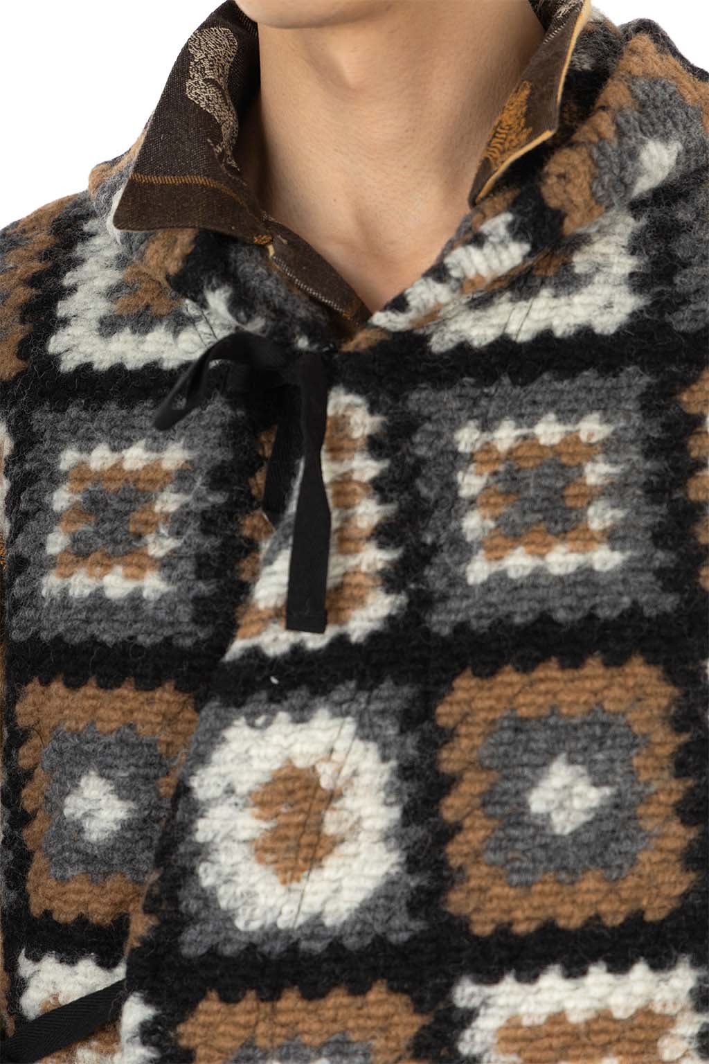 Engineered Garments - Knit Vest - White Black Wool Poly Chenille