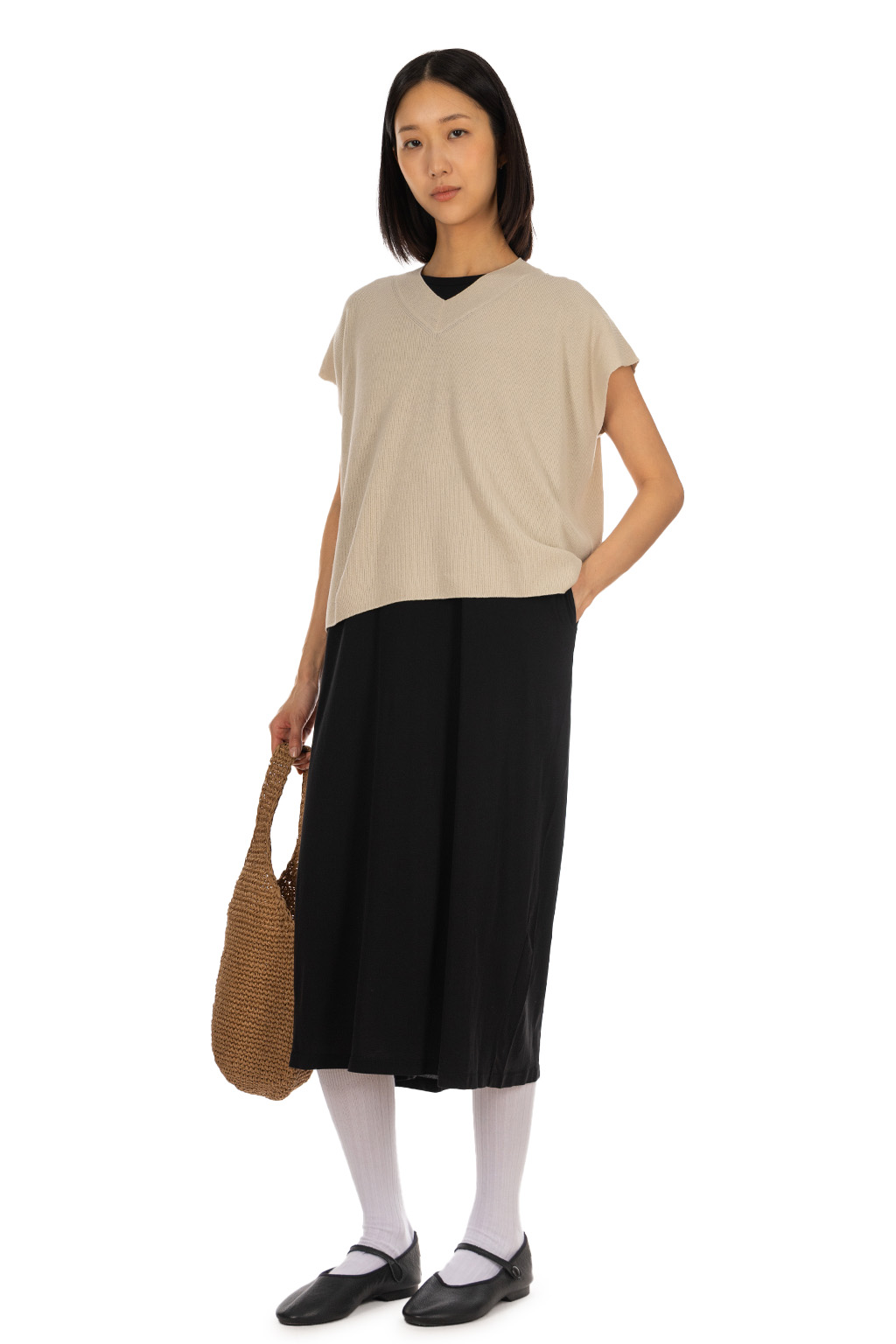 Evam Eva - Cotton V-Neck Vest - Ecru