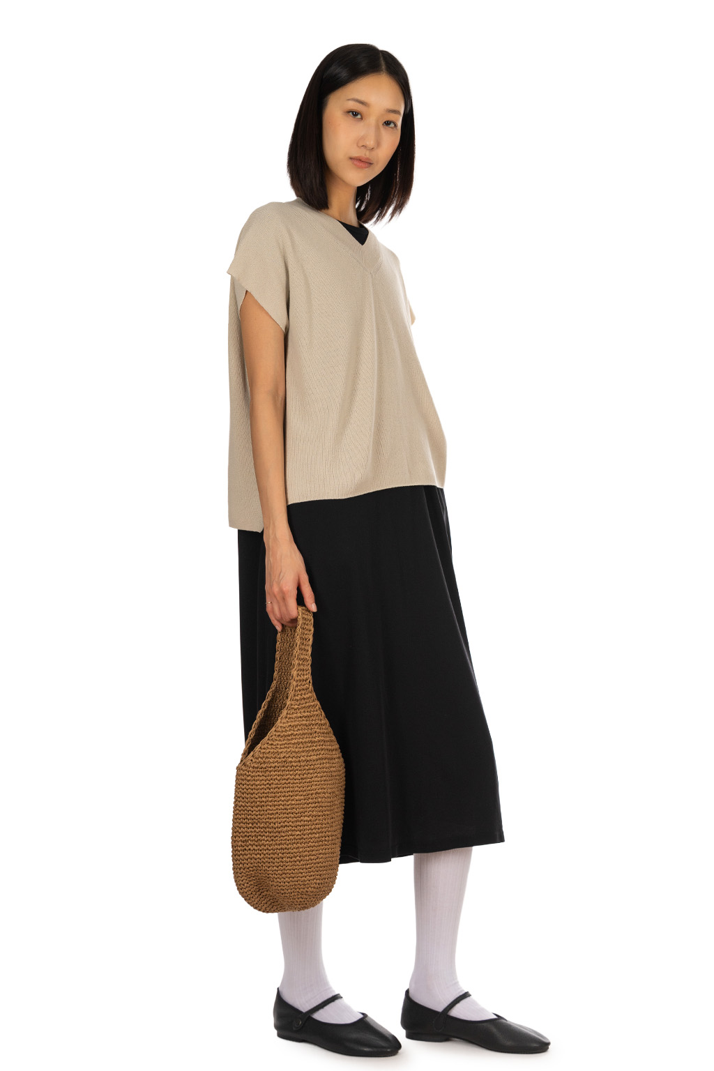 Evam Eva - Cotton V-Neck Vest - Ecru