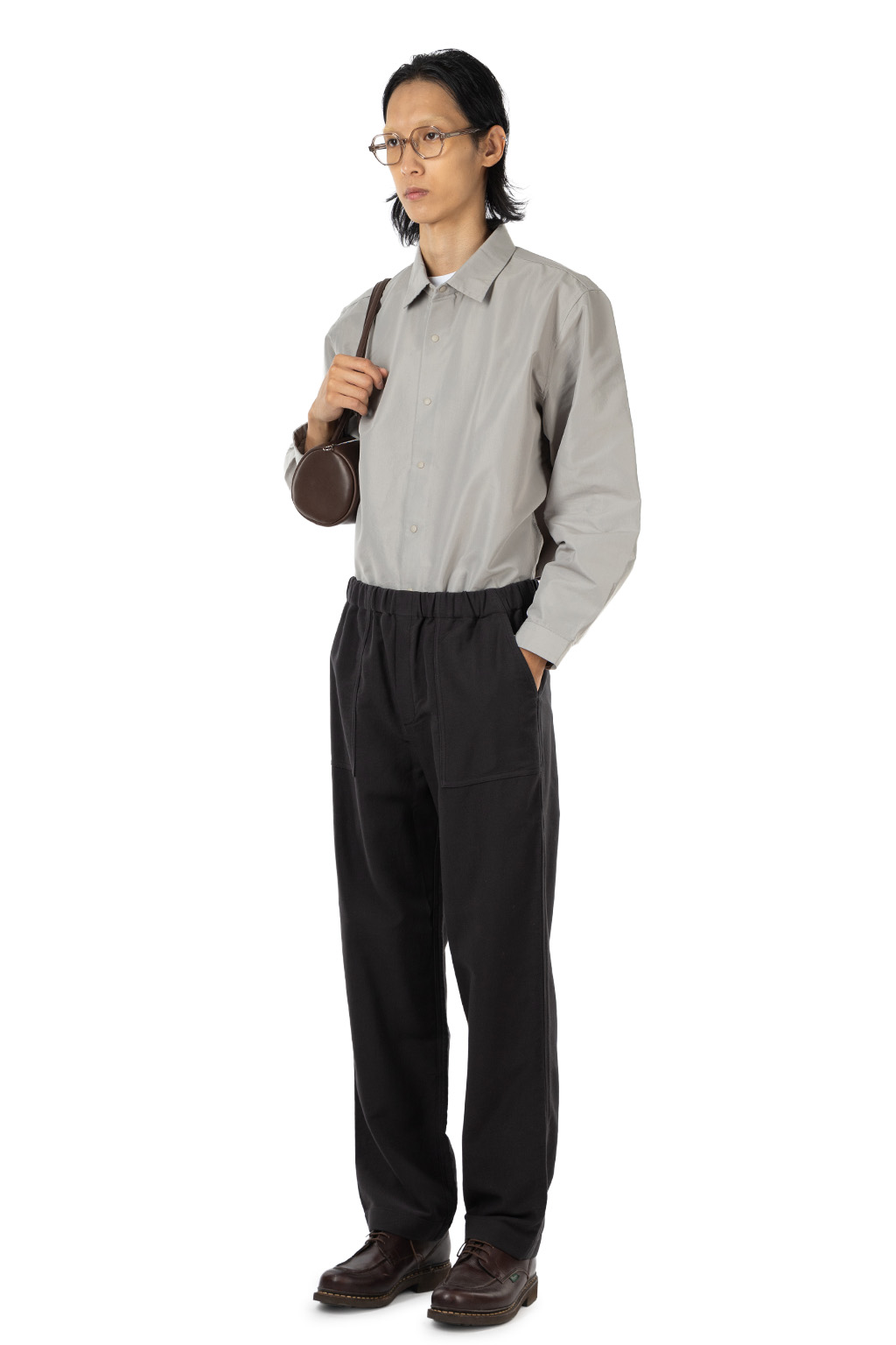 Evam Eva - Men's Brushed Cotton Wide Pants - Sumi