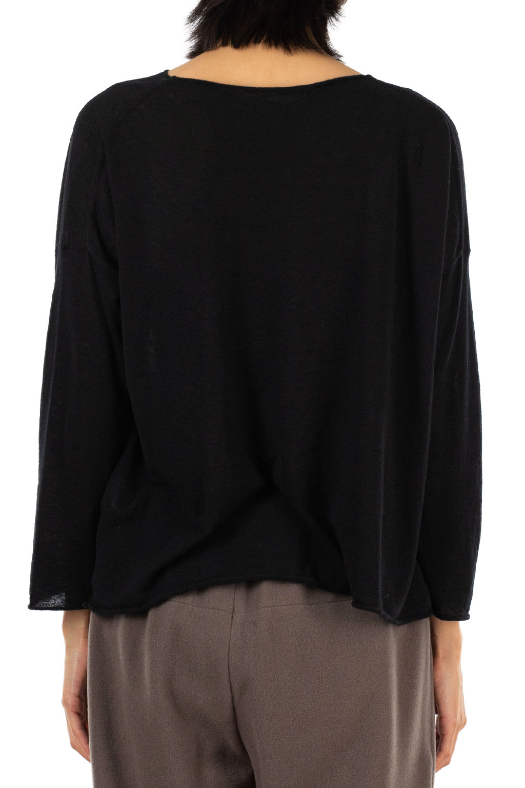 Evam Eva - Wool Cashmere Boat Neck Pullover - Black