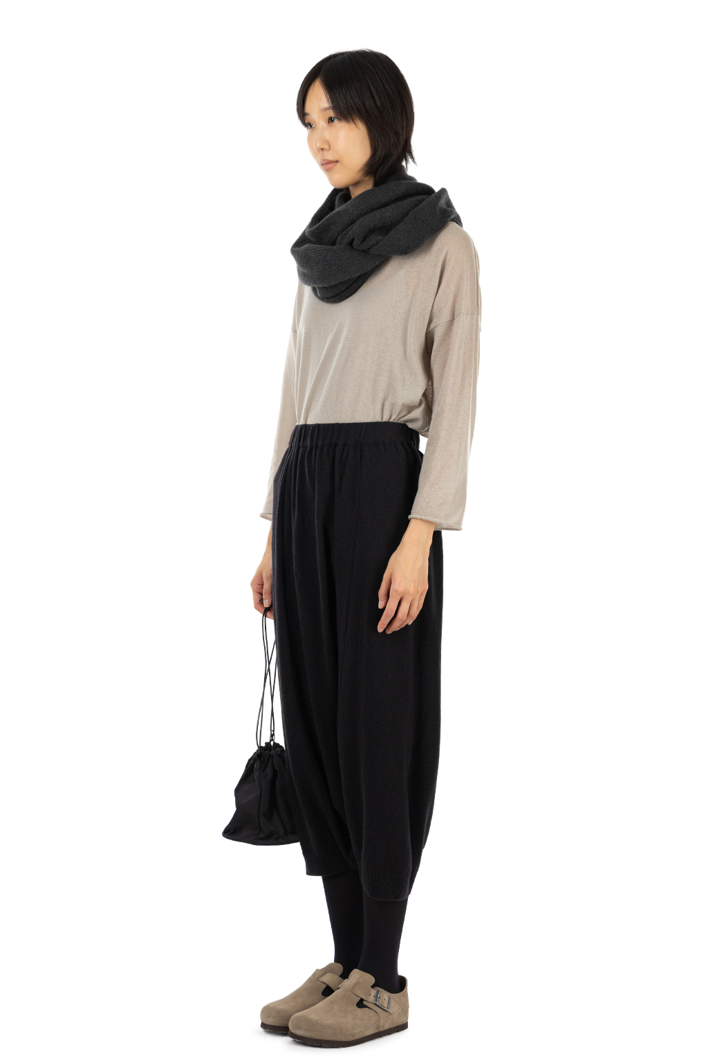 Evam Eva - Wool Sarrouel Pants - Sumi