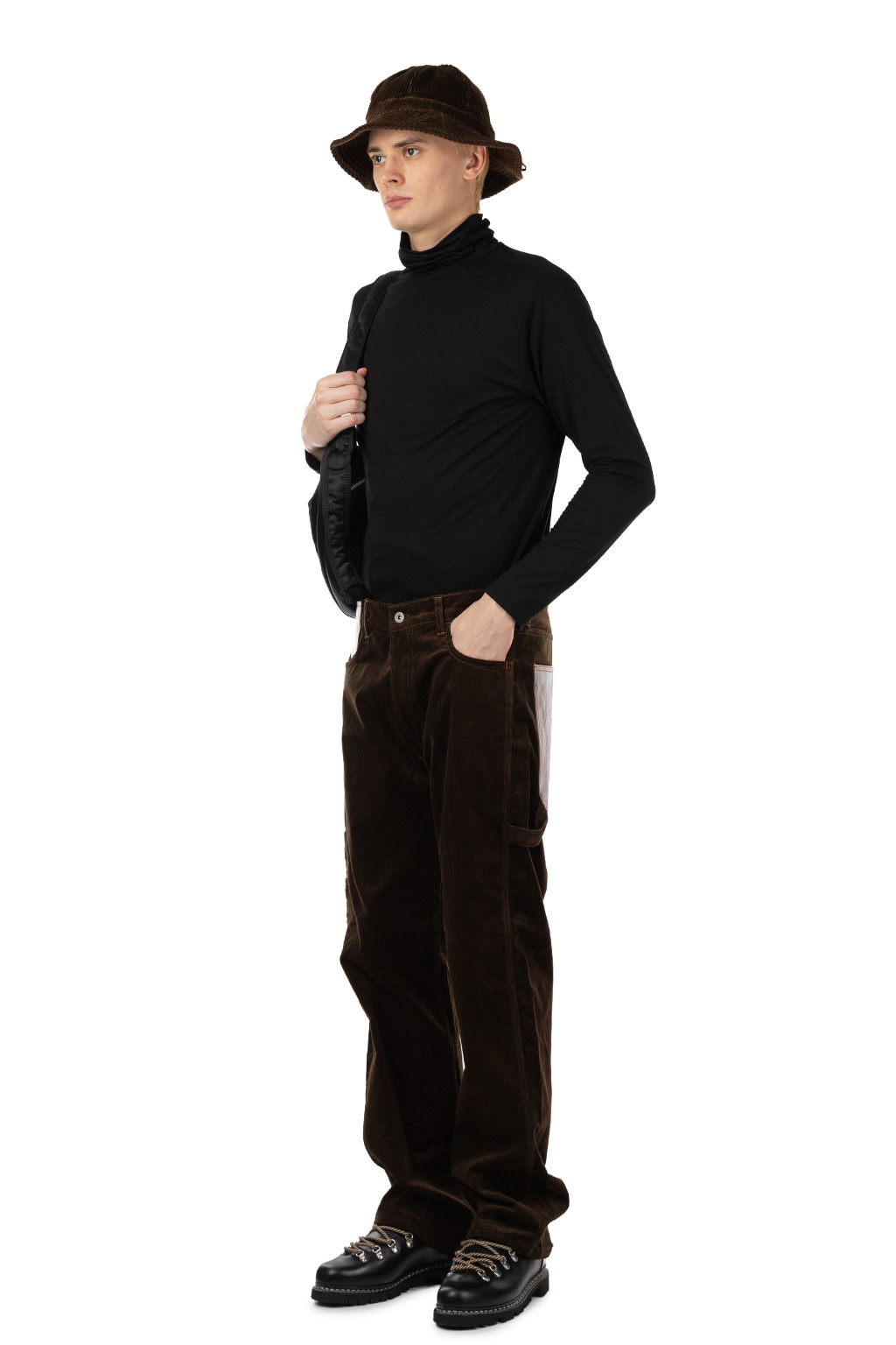 Junya Watanabe MAN - Cotton Corduroy x Leather Pants - Brown