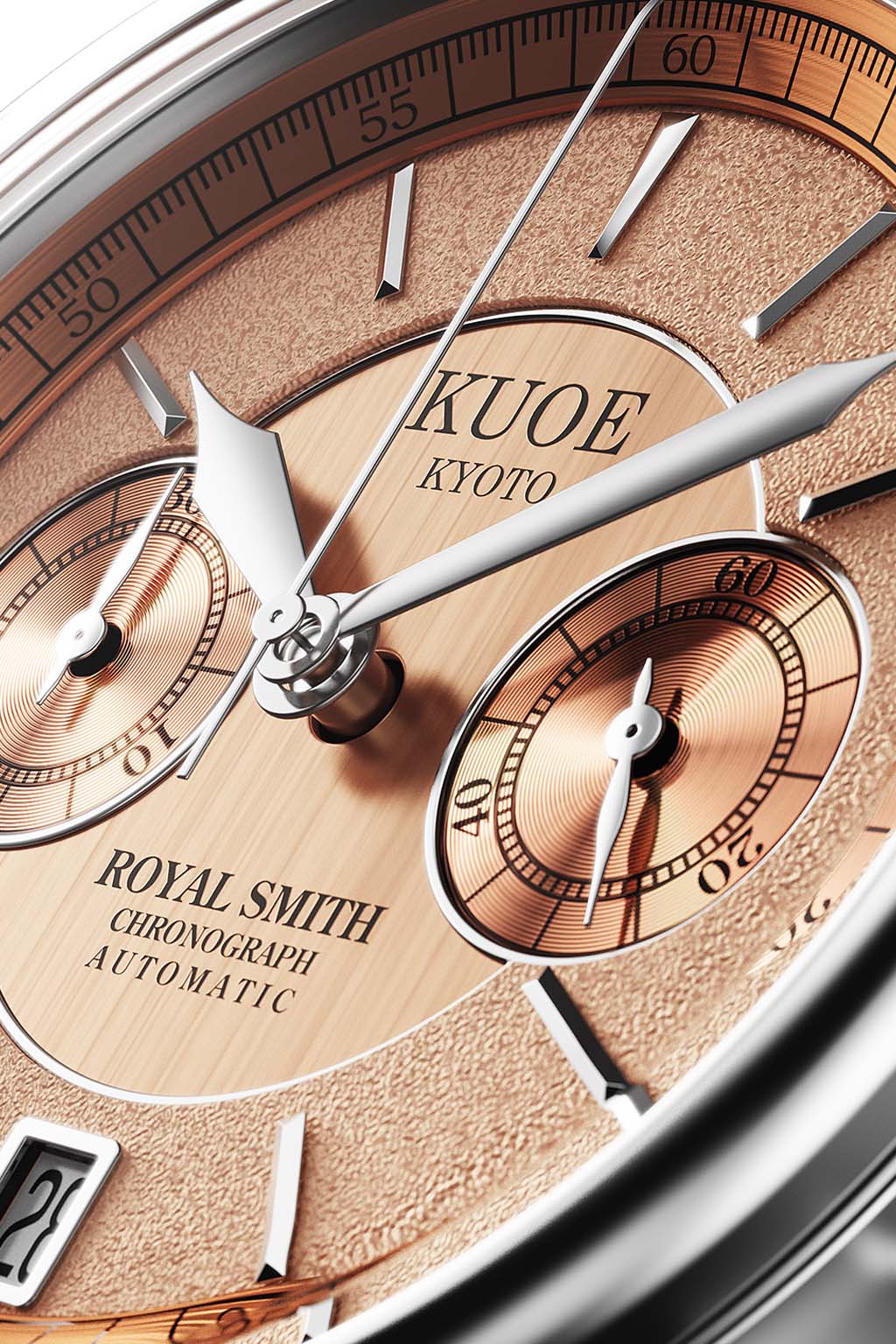 Kuoe Watch - ROYAL SMITH 90-012 Automatic Chronograph w/ Breguet-Salmon Pink