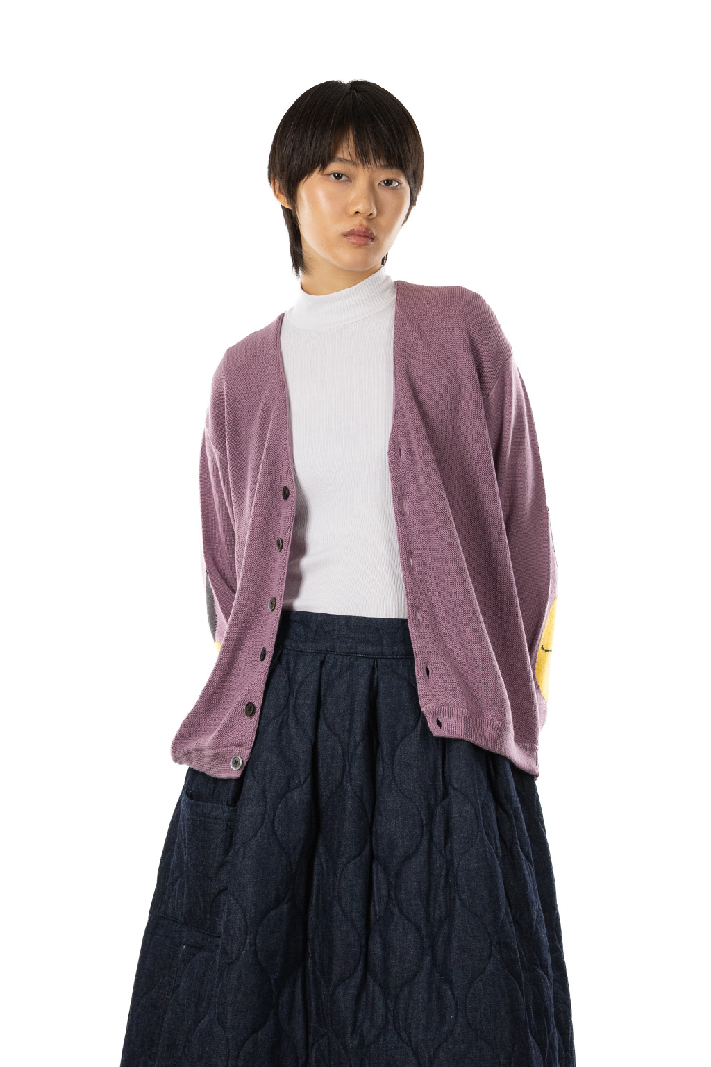 Kapital 10G ECO Knit Elbow CONEYBOWY Short Cardigan - Pink x Purple