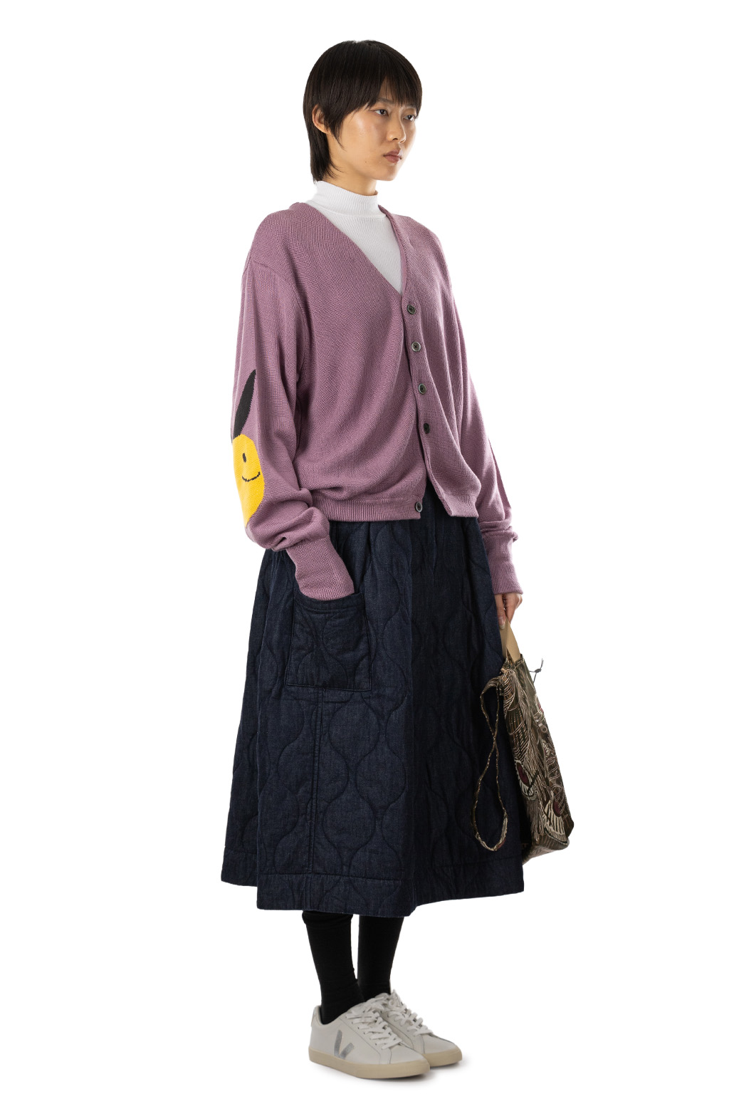 Kapital 10G ECO Knit Elbow CONEYBOWY Short Cardigan - Pink x Purple