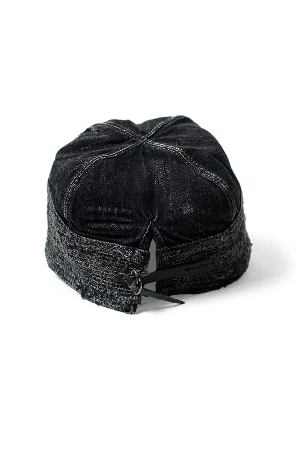 Kapital - 11.5oz BLK x BLK Denim THE OLD MAN AND THE SEA Cap (Crash Remake)