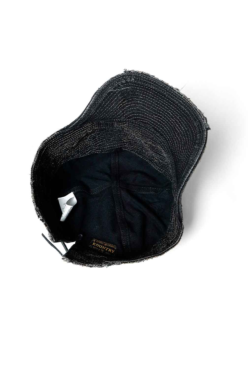 Kapital - 11.5oz BLK x BLK Denim THE OLD MAN AND THE SEA Cap (Crash Remake)