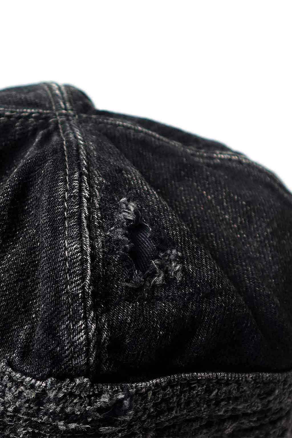 Kapital - 11.5oz BLK x BLK Denim THE OLD MAN AND THE SEA Cap (Crash Remake)