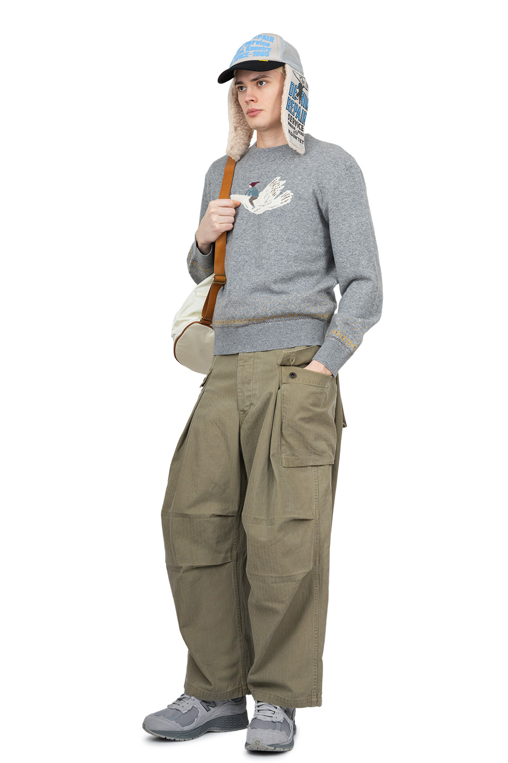 Kapital - 12G Wool Crew Neck Sweater (FLY GOOSE) - Grey