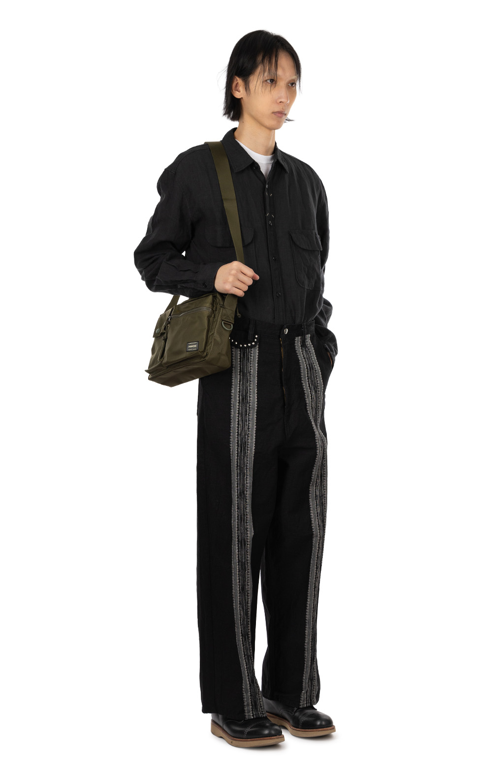 Kapital - 12oz YAGASURI Jaquard Denim PORT Baggy Pants - Black