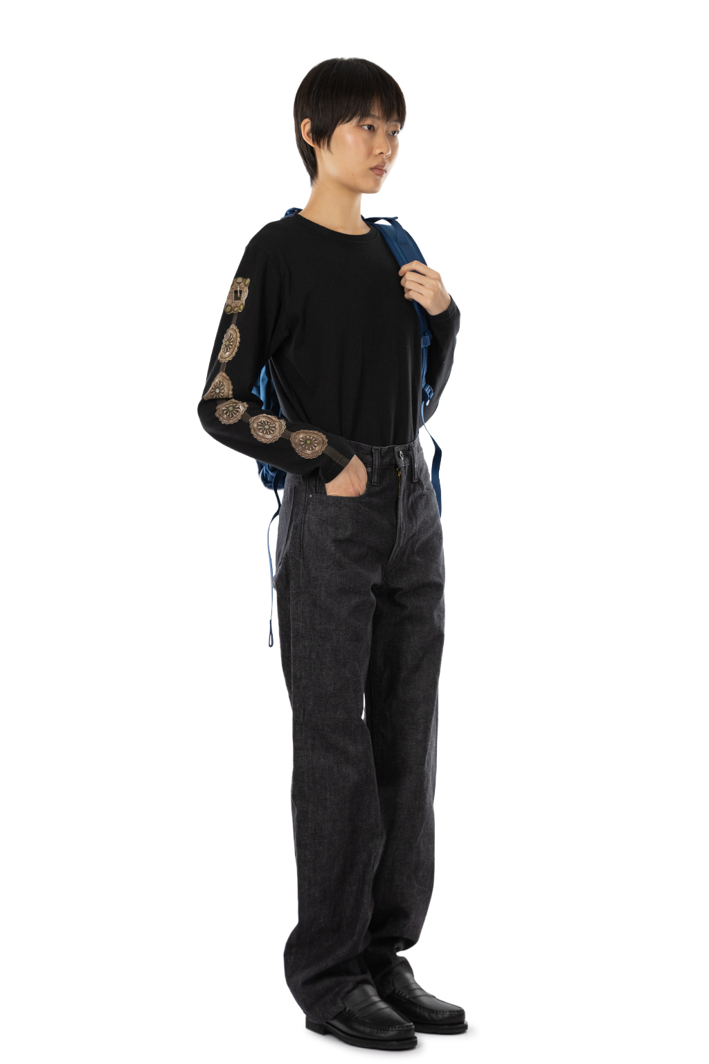 Kapital - 14oz BLK Denim 5P MONKEY TH (ZIP Ver.) - Black