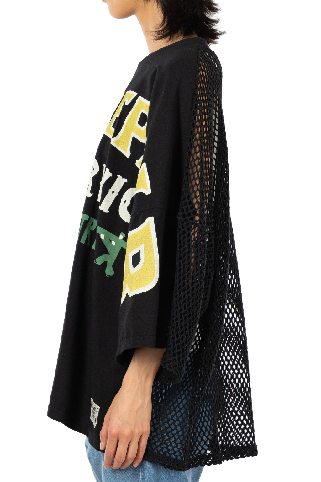 Kapital - 20/-Jersey KATABIRA HUGE-T (DENIM REPAIR) - Black