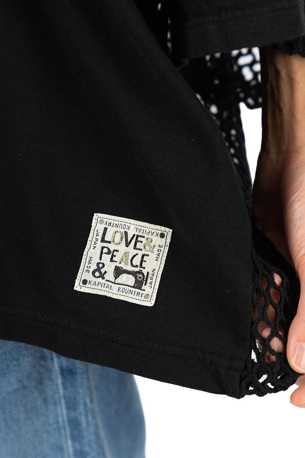 Kapital - 20/-Jersey KATABIRA HUGE-T (DENIM REPAIR) - Black