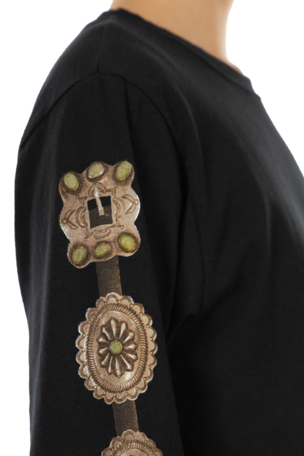 Kapital - 20/-Jersey Long Sleeve T (Concho Belt Sleeve) - Black